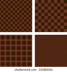 Dark brown simple geometric shape wallpaper set - vector version