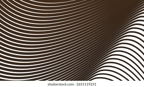 Dark brown stripes curve line background for modern abstract wallpaper fabric texture and digital design