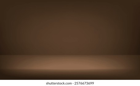 Dark brown studio background. Empty Room Studio with table. Space for selling products, backdrop, wallpaper, background, text. Vector illustration.