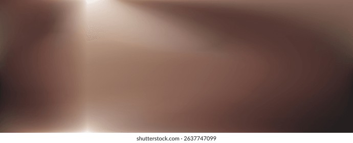 Dark brown studio bg. Vector empty space spotlight gradient. Shiny glossy brown studio background. Empty photography room podium. Luxury chocolate color silky backdrop. Leaking light interior setting