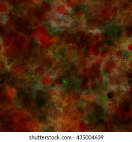 Dark brown texture of leaves. Mixed randomly. Seamless background. Easy editable pattern. Vector. The effect of blur and watercolors.
