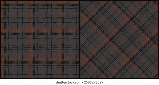 Dark brown tone plaid seamless pattern vector. Background graphic tartan fashion design use for print, texture, cloth, fabric, flannel.