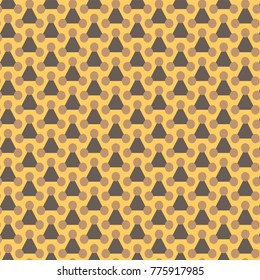 Dark brown triangle with circles on a yellow background
