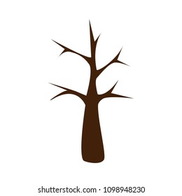 Dark brown trunk of a tree vector illustration isolated on white