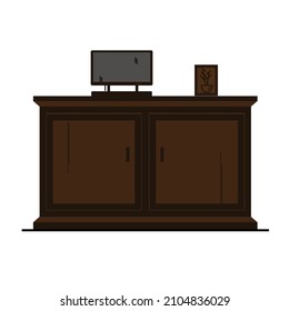 dark brown tv cabinet vector, for sticker