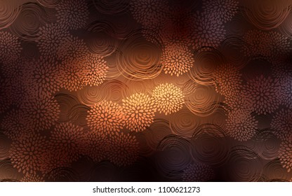 Dark Brown vector abstract doodle wallpaper. Doodle illustration of flowers in Origami style with gradient. Hand painted design for web, wrapping, wallpaper.