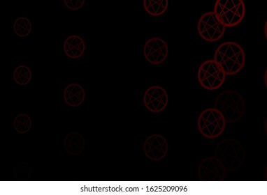 Dark Brown vector background with occult symbols. Abstract illustration with gothic gradient shapes. Simple base for your occult design.