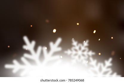 Dark Brown vector background with xmas snowflakes. Shining colored illustration with snow in christmas style. The pattern can be used for new year ad, booklets.