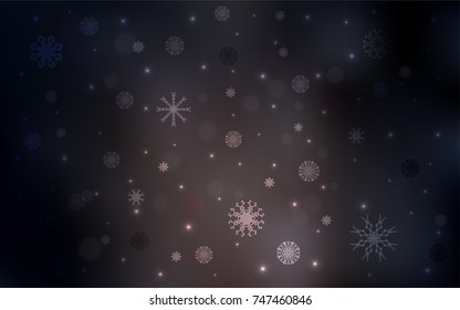 Dark Brown vector cover with beautiful snowflakes. Decorative shining illustration with snow on abstract template. The pattern can be used for new year ad, booklets.