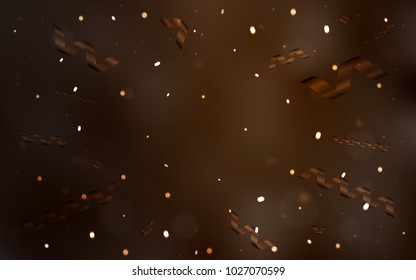 Dark Brown vector cover with happy holiday ribbons. Modern geometrical abstract illustration with carnival ribbons. New design for ad, poster, banner of your Party.
