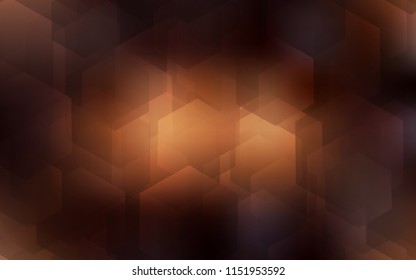 Dark Brown vector cover with set of hexagons. Glitter abstract illustration in hexagonal style. New template for your brand book.