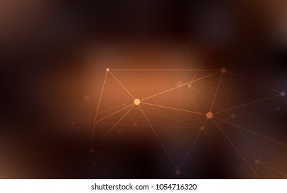 Dark Brown vector cover with spots, lines. Modern abstract colorful illustration with spheres and lines. Pattern can be used for ads, leaflets.