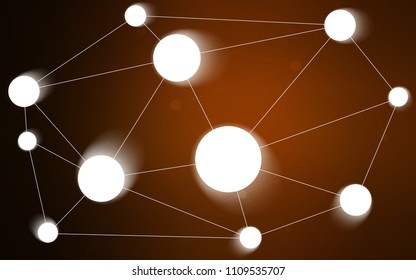Dark Brown vector cover with spots, lines. Design with connection of dots and lines on colorful background. New design for ad, poster, banner of your website.