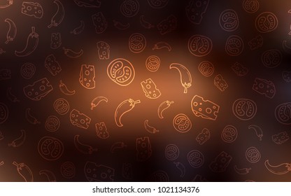 Dark Brown vector layout with restaurant food. Beautiful colored illustration with food in doodle style. Pattern for menu of cafes, bars, restaurants.