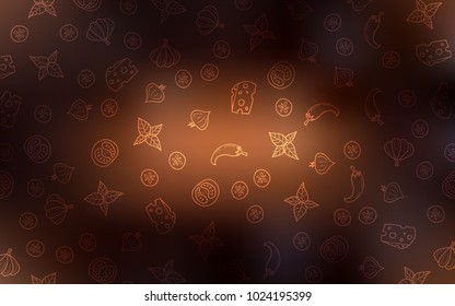 Dark Brown vector layout with restaurant food. Beautiful colored illustration with food in doodle style. Pattern for ad, booklets, leaflets of restaurants.