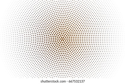 Dark Brown vector modern geometrical circle abstract background. Dotted texture template. Geometric pattern in halftone style with gradient. 