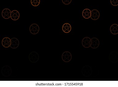 Dark Brown vector pattern with magic elements. Colorful mystic symbols with a gradient in ancient style. Background for esoteric, mystic designs.