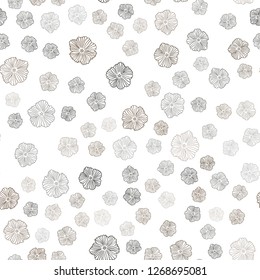 Dark Brown vector seamless abstract pattern with flowers. Colorful illustration in doodle style with flowers. Design for textile, fabric, wallpapers.