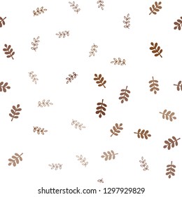 Dark Brown vector seamless abstract backdrop with leaves. Blurred decorative design in Indian style with leaves. Design for textile, fabric, wallpapers.