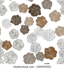 Dark Brown vector seamless abstract background with flowers. Modern abstract illustration with flowers. Texture for window blinds, curtains.