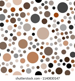 Dark Brown vector seamless backdrop with dots. Illustration with set of shining colorful abstract circles. Pattern can be used for futuristic ad, booklets.