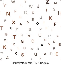 Dark Brown vector seamless background with signs of alphabet. Abstract illustration with colored latin alphabet. Design for textile, fabric, wallpapers.