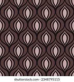 DARK BROWN VECTOR SEAMLESS BACKGROUND WITH BEIGE AND BROWN ABSTRACT ART DECO FIGURES