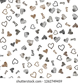 Dark Brown vector seamless cover with quote LOVE YOU, hearts. Romantic illustration with colorful phrase LOVE YOU, hearts. Design for wallpaper, fabric makers.