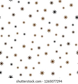 Dark Brown vector seamless cover with beautiful snowflakes. Shining colorful illustration with snow in christmas style. Pattern for trendy fabric, wallpapers.