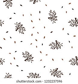 Dark Brown vector seamless doodle layout with leaves, branches. Colorful abstract illustration with leaves in doodle style. Pattern for trendy fabric, wallpapers.