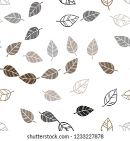 Dark Brown vector seamless doodle template with leaves. A vague abstract illustration with leaves in doodles style. Design for textile, fabric, wallpapers.