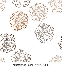 Dark Brown vector seamless doodle template with flowers. Colorful illustration with flowers in doodle style. Template for business cards, websites.