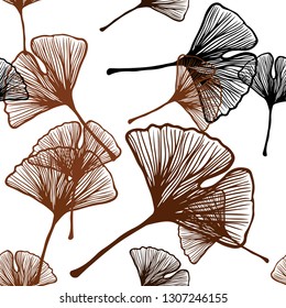 Dark Brown vector seamless doodle background with leaves. Brand new colored illustration in blurry style with leaves. Template for business cards, websites.