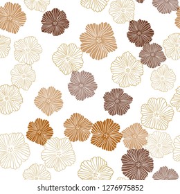 Dark Brown vector seamless elegant template with flowers. Decorative design of flowers on white background. Pattern for trendy fabric, wallpapers.
