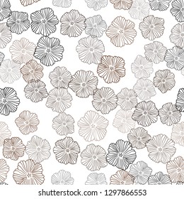 Dark Brown vector seamless elegant template with flowers. Colorful illustration with flowers in doodle style. Texture for window blinds, curtains.