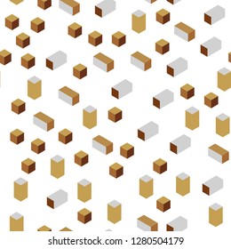 Dark Brown vector seamless, isometric cover in polygonal style. Decorative design in abstract style with rectangles. Design for wallpaper, fabric makers.