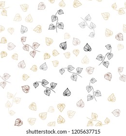Dark Brown vector seamless natural backdrop with leaves. A vague abstract illustration with leaves in doodles style. Pattern for design of window blinds, curtains.