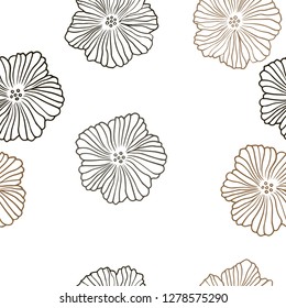 Dark Brown vector seamless natural artwork with flowers. Flowers with gradient on white background. Template for business cards, websites.