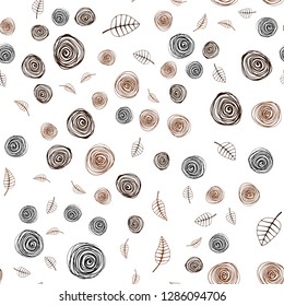 Dark Brown vector seamless natural pattern with leaves and flowers. Colorful illustration in doodle style with leaves, flowers. Template for business cards, websites.