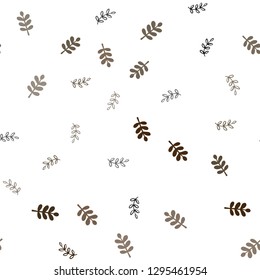 Dark Brown vector seamless natural artwork with leaves. Modern geometrical abstract illustration with leaves. Pattern for trendy fabric, wallpapers.
