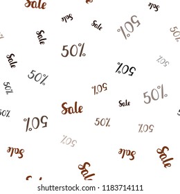 Dark Brown vector seamless template with 50% selling. Gradient illustration with discount signs on white backdrop. Template for season sales, shopping ads.
