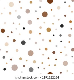 Dark Brown vector seamless template with circles. Blurred bubbles on abstract background with colorful gradient. Pattern for design of window blinds, curtains.