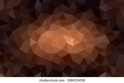 Dark Brown vector shining triangular cover. Elegant bright polygonal illustration with gradient. Best triangular design for your business.