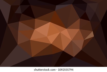 Dark Brown vector shining triangular cover with a heart in a centre. Colorful abstract illustration with triangles. Pattern for a brand book's backdrop.