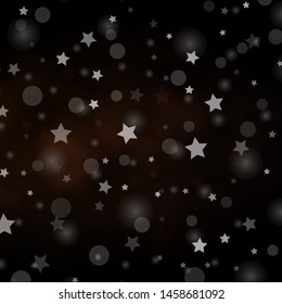 Dark Brown vector template with circles, stars. Abstract design in gradient style with bubbles, stars. Texture for window blinds, curtains.