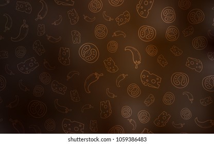 Dark Brown vector template with organic meal. Blurred decorative design of snacks in doodle style. Design for ad, poster, banner of cafes or restaurants.