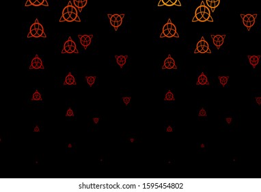 Dark Brown vector texture with religion symbols. Colorful vintage illustration with gradient alchemy shapes. Simple base for your occult design.