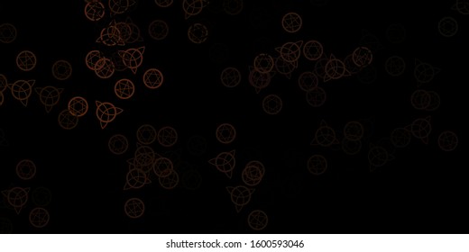 Dark Brown vector texture with religion symbols. Colorful mystic symbols with a gradient in ancient style. Best design halloween events.