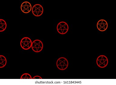 Dark Brown vector texture with religion symbols. Illustration with magical signs of spiritual power. Design for magic, spiritual events.