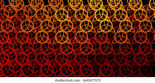 Dark Brown vector texture with religion symbols. Colorful vintage illustration with gradient alchemy shapes. Simple base for your occult design.